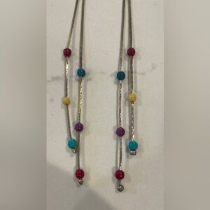 Colorful Beaded Dangle Pierced Earrings Vintage